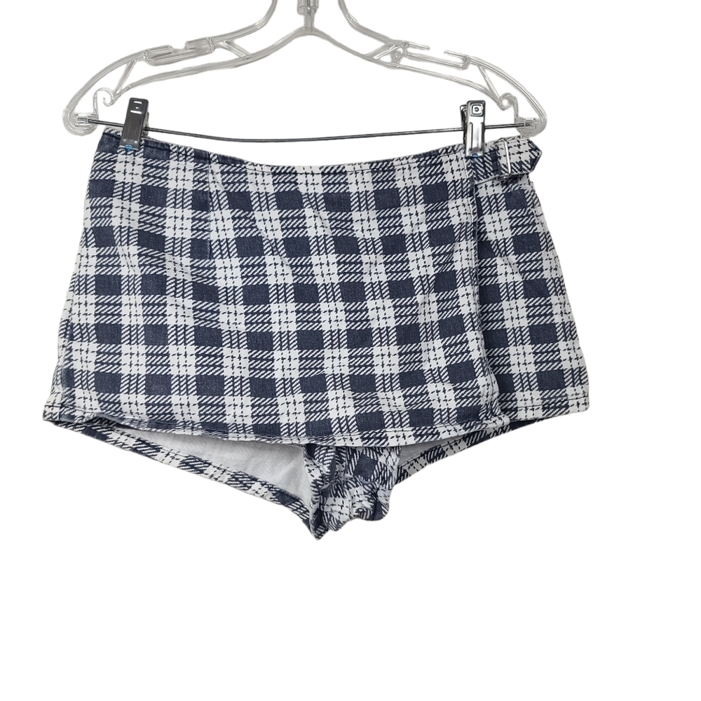 Urban Outfitters BDG Plaid Blue White Wrap Skort 28